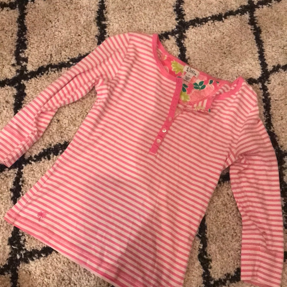 Lily Pulitzer Long Sleeve Pink & White Top